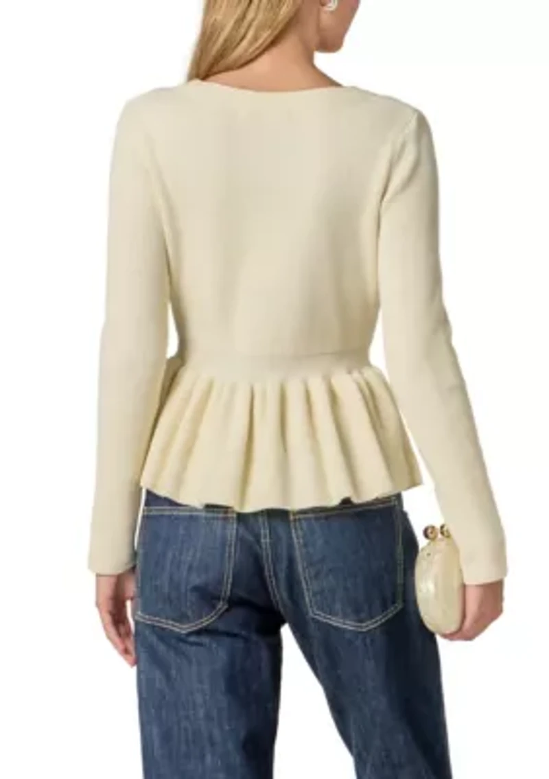PEPLUM KNIT LONG SLEEVE VEST