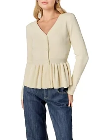 PEPLUM KNIT LONG SLEEVE VEST