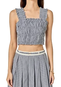 Pleated Plaid Tank Top