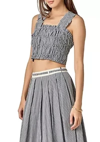 Pleated Plaid Tank Top