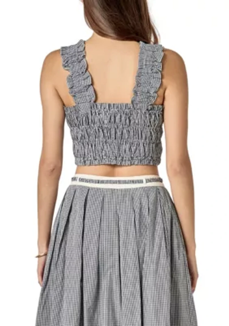 Pleated Plaid Tank Top