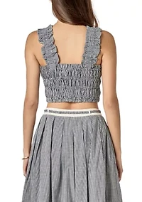 Pleated Plaid Tank Top