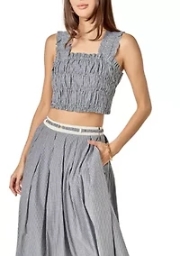 Pleated Plaid Tank Top
