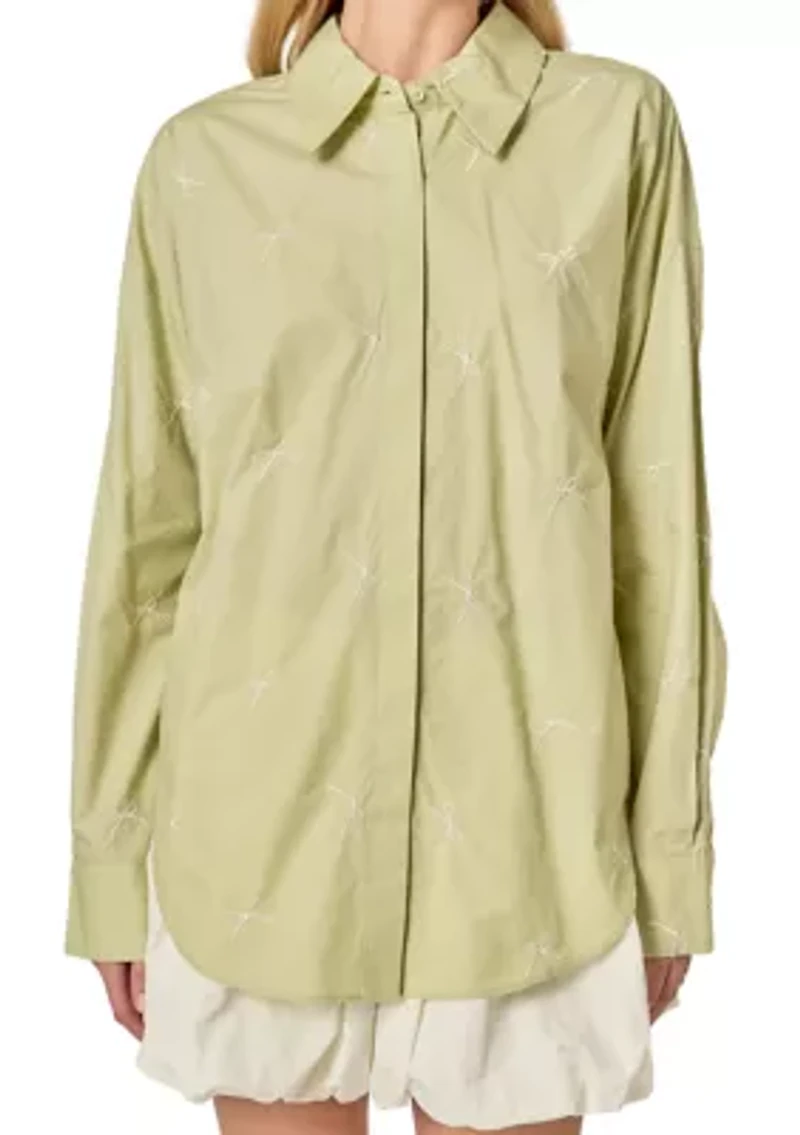 BOW EMBROIDERY SHIRT