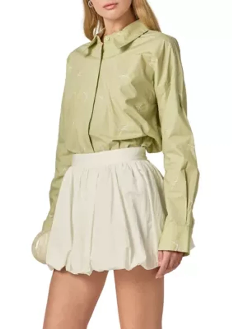 BOW EMBROIDERY SHIRT