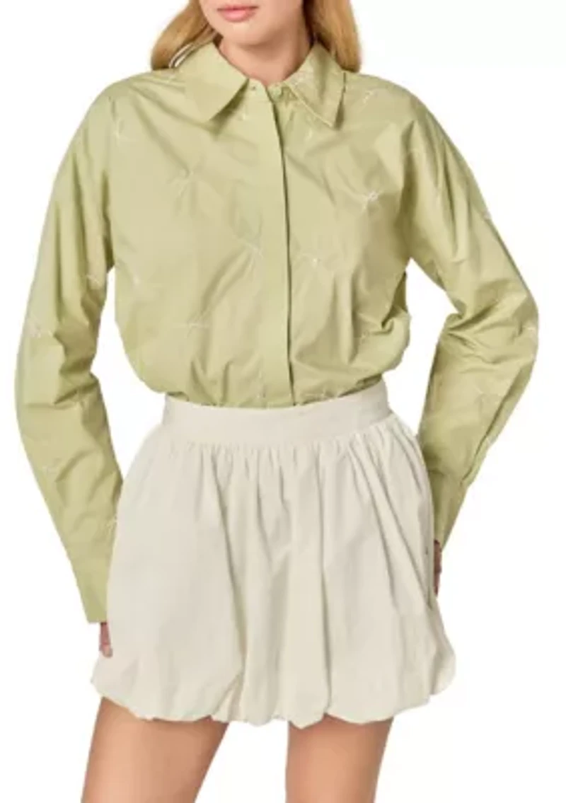 BOW EMBROIDERY SHIRT