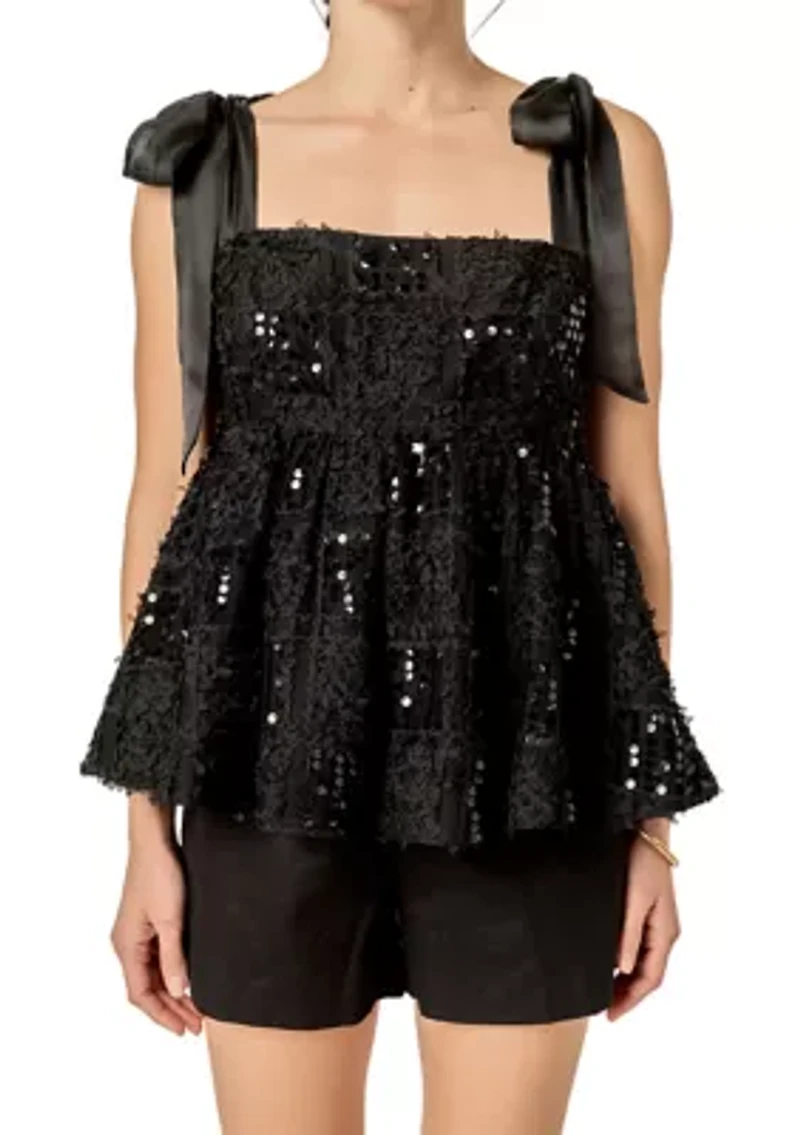 SEQUINS BOW TOP