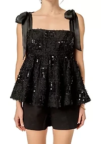 SEQUINS BOW TOP