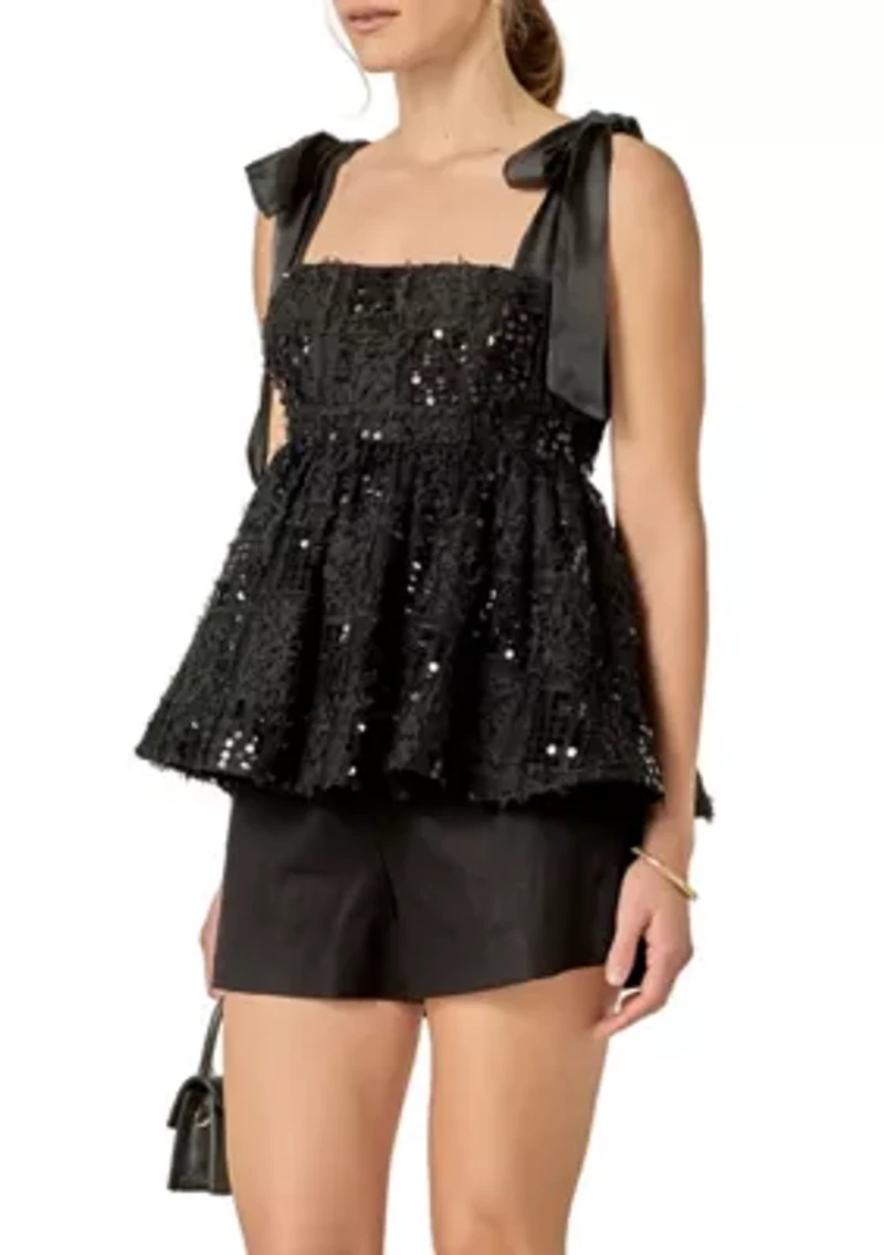 SEQUINS BOW TOP