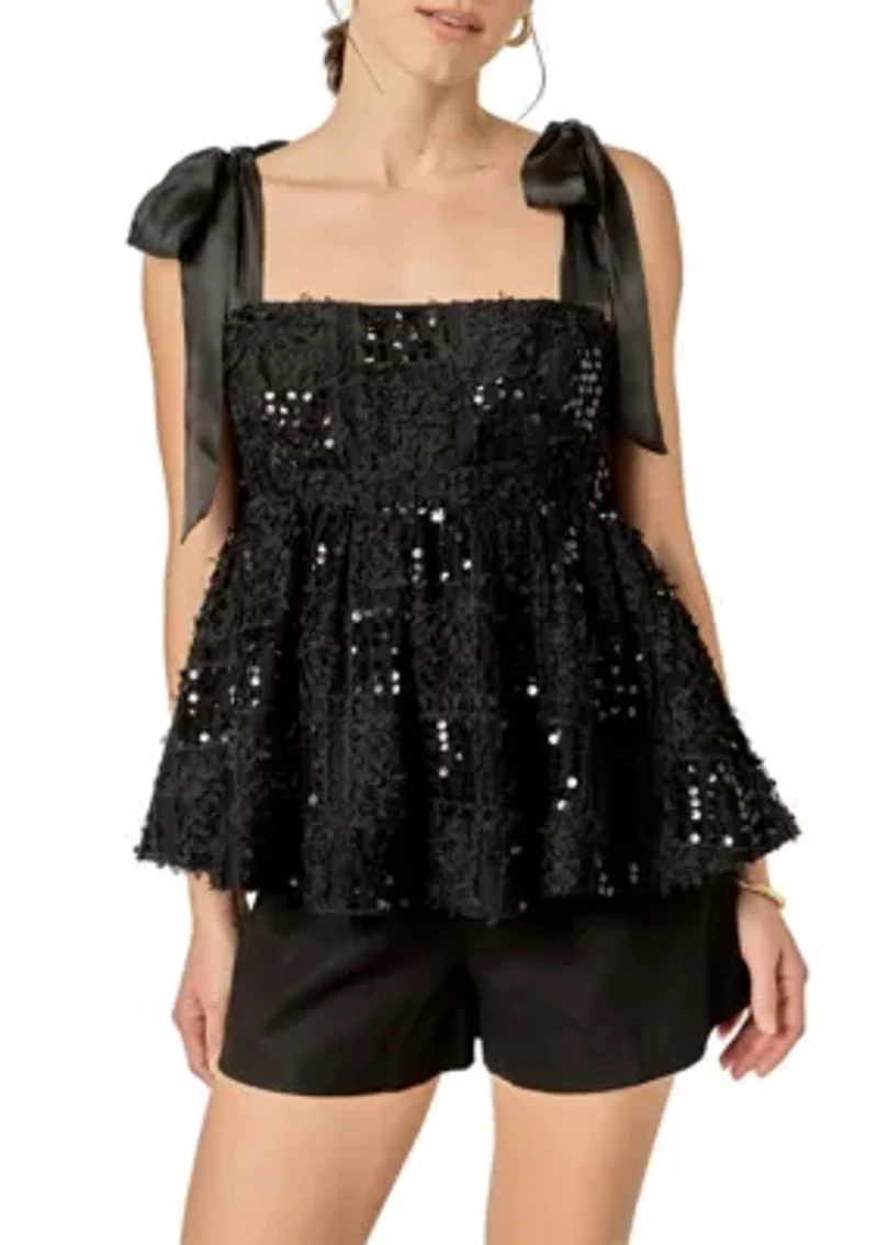 SEQUINS BOW TOP