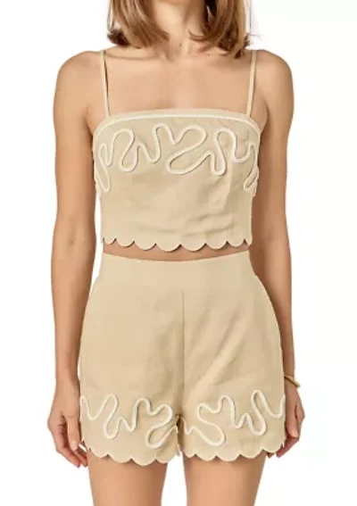 WAVY EMBROIDERED BANDEAU TOP