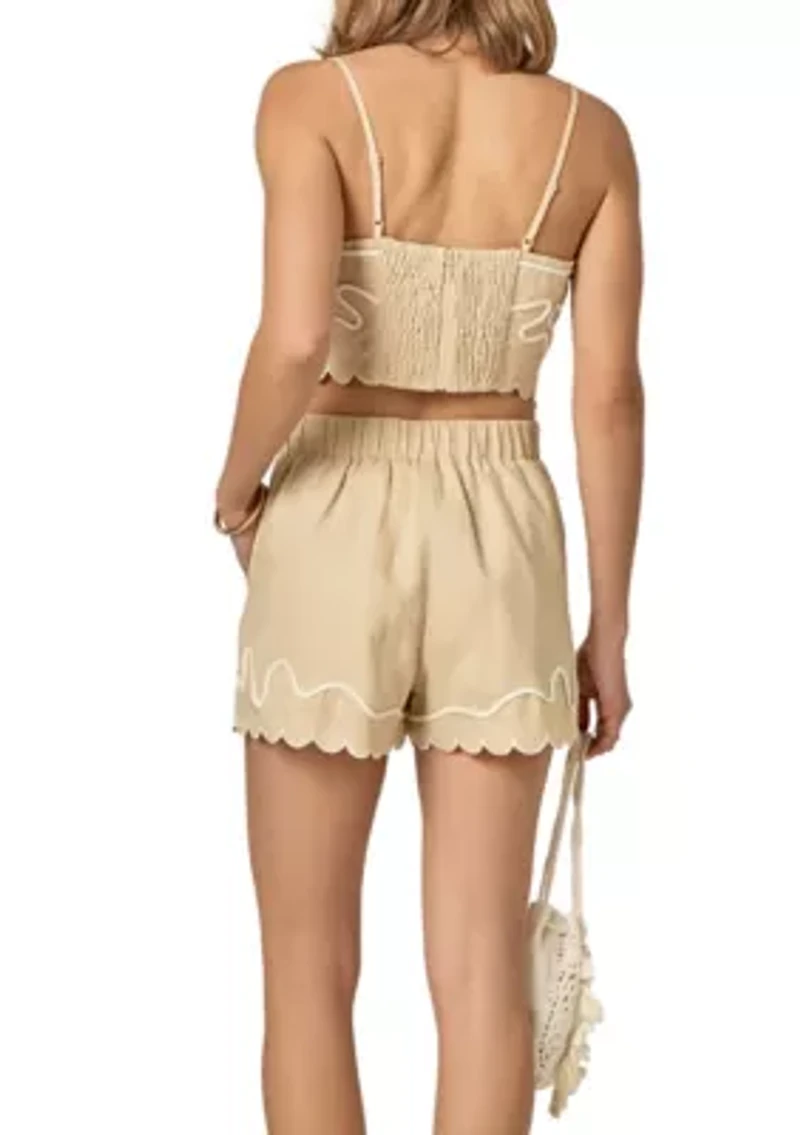 WAVY EMBROIDERED BANDEAU TOP