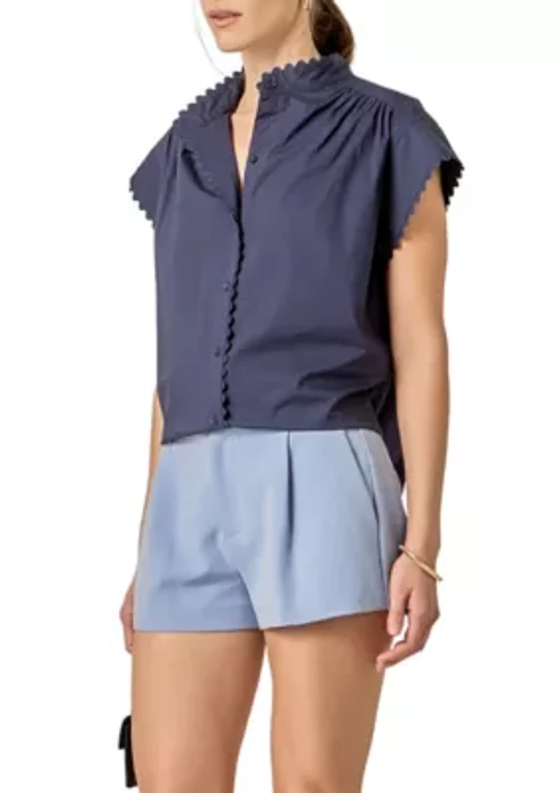 RIC RAC DETAILED SHORT SLEEVE SHIRT