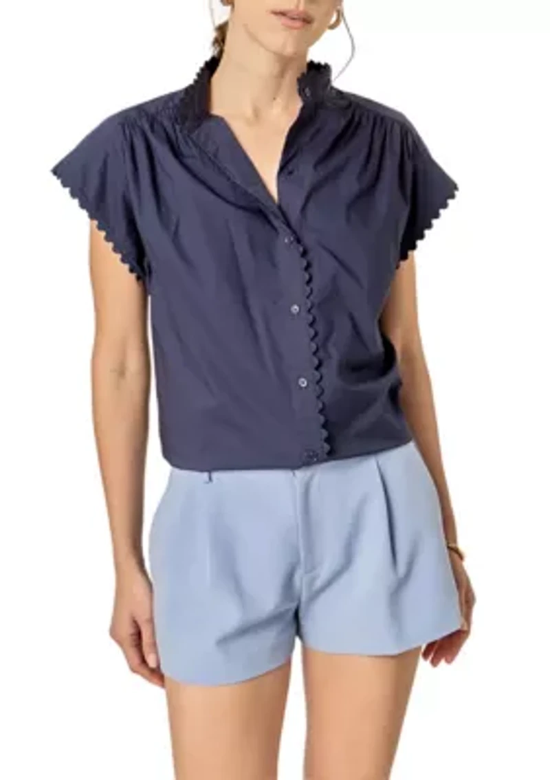RIC RAC DETAILED SHORT SLEEVE SHIRT