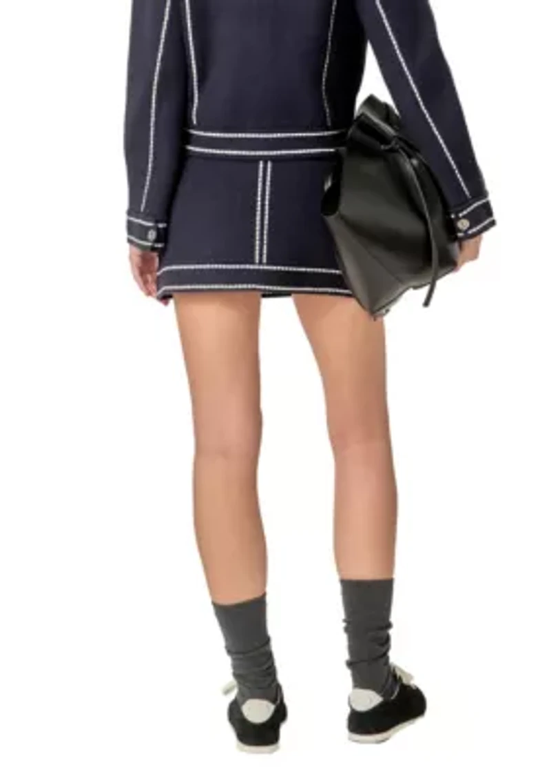 DENIM-LOOK KNIT SKIRT