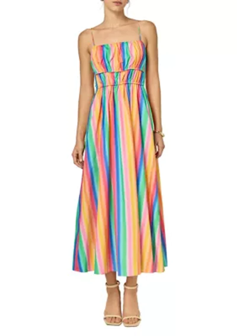 Rainbow Stripe Sleveless Maxi Dress
