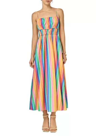 Rainbow Stripe Sleveless Maxi Dress
