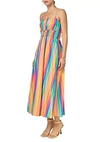 Rainbow Stripe Sleveless Maxi Dress