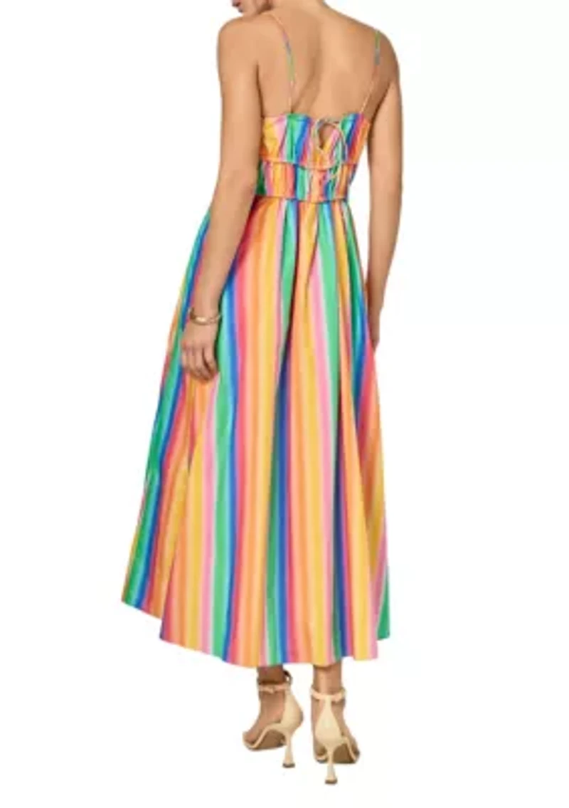 Rainbow Stripe Sleveless Maxi Dress