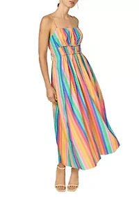 Rainbow Stripe Sleveless Maxi Dress