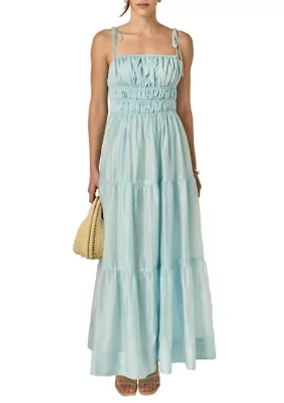 SMOCKED SLEEVELESS MAXI DRESS