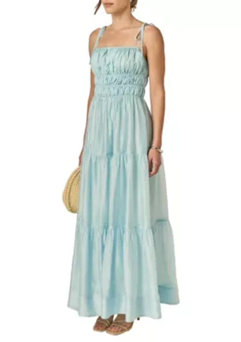 SMOCKED SLEEVELESS MAXI DRESS