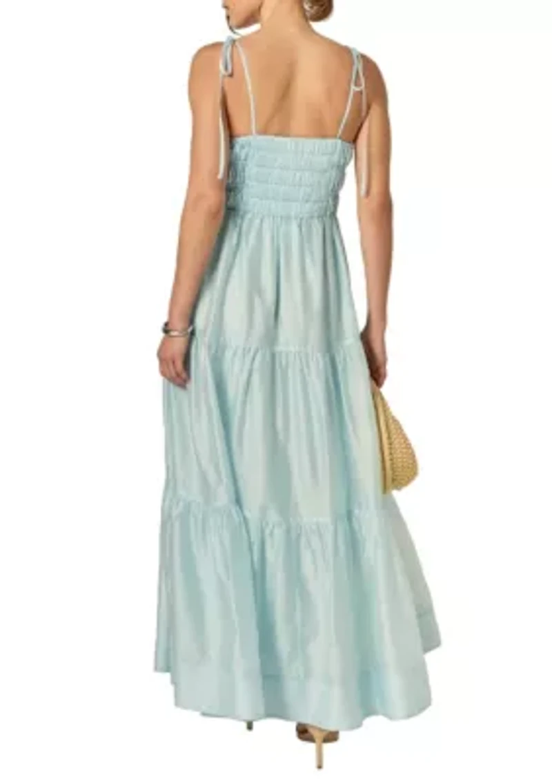 SMOCKED SLEEVELESS MAXI DRESS