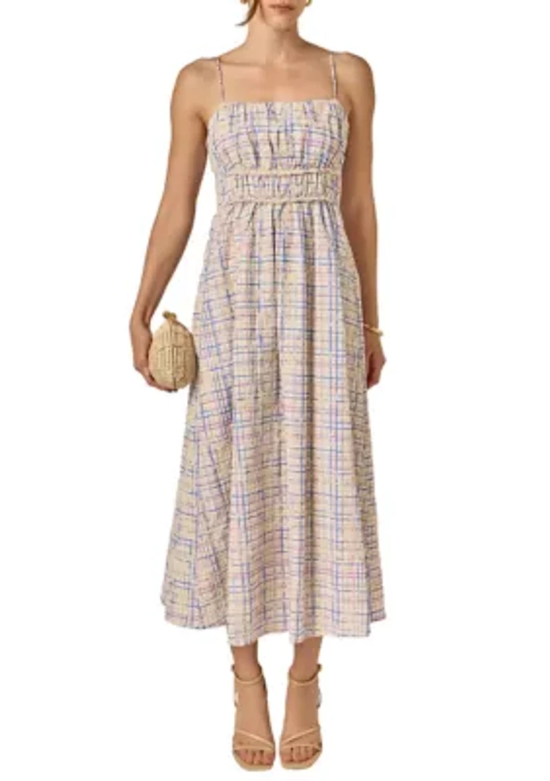 EMBROIDERED STRAPLESS MAXI DRESS