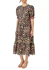 Contrast Scallop Edge Midi Dress