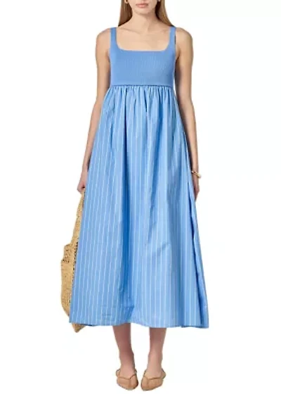 Tie Back Knit Combo Striped Maxi Dress