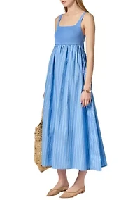 Tie Back Knit Combo Striped Maxi Dress