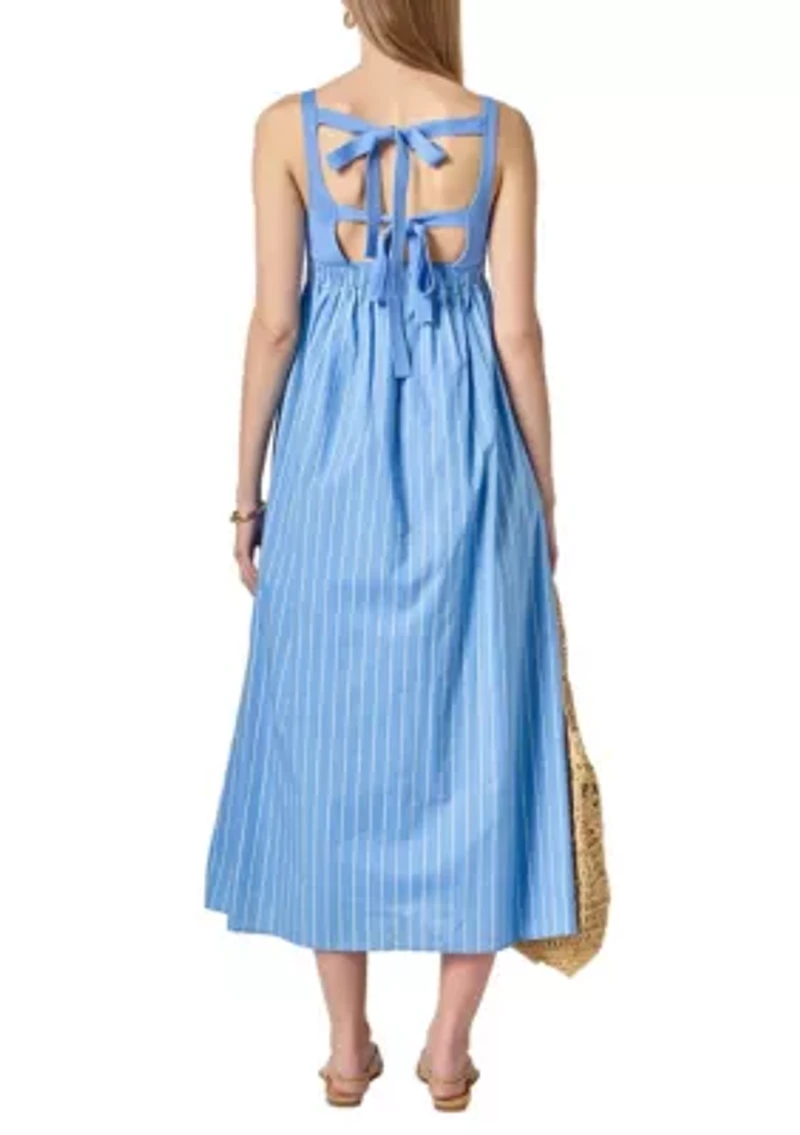 Tie Back Knit Combo Striped Maxi Dress