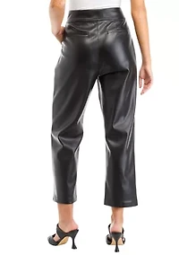 Women's Faux Leather Pleated Trouser Pants