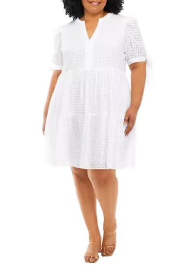 Plus Gingham Tiered Mini Dress