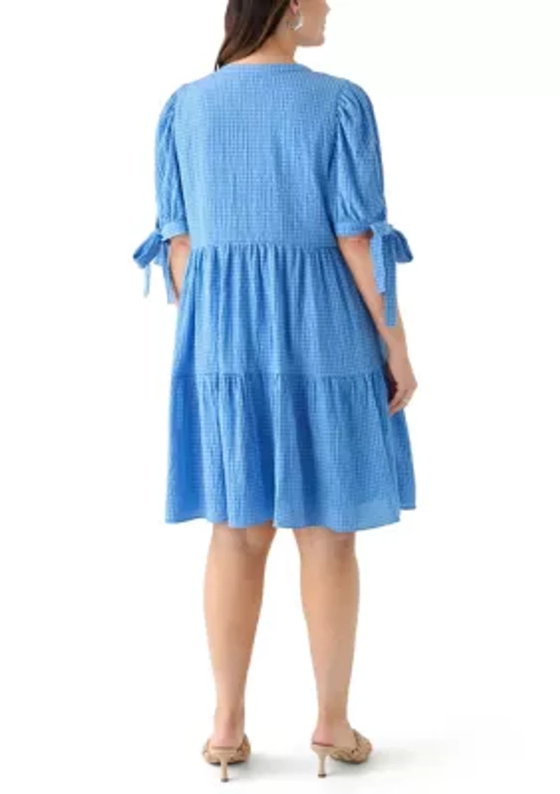 Plus Gingham Tiered Mini Dress