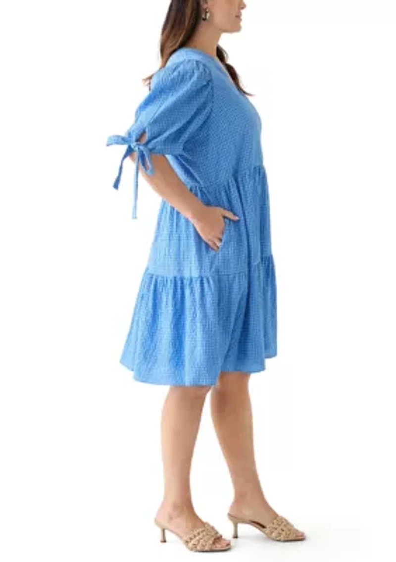 Plus Gingham Tiered Mini Dress