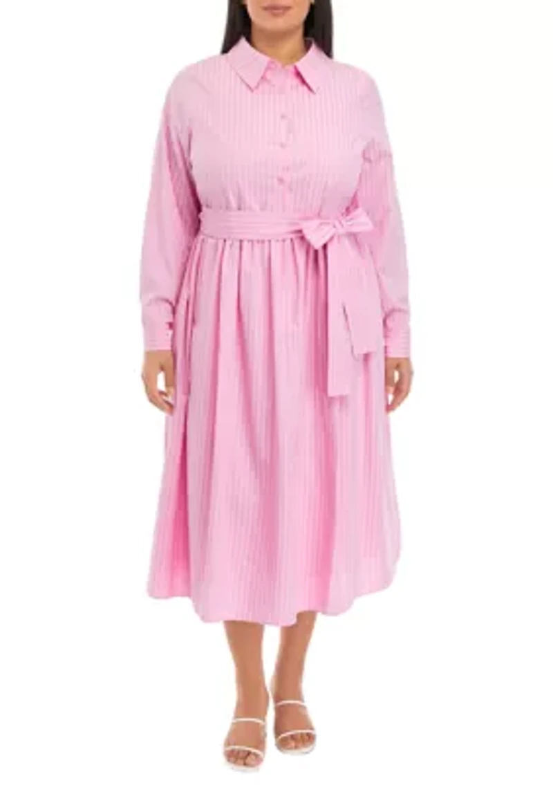 Plus Striped Maxi Shirtdress