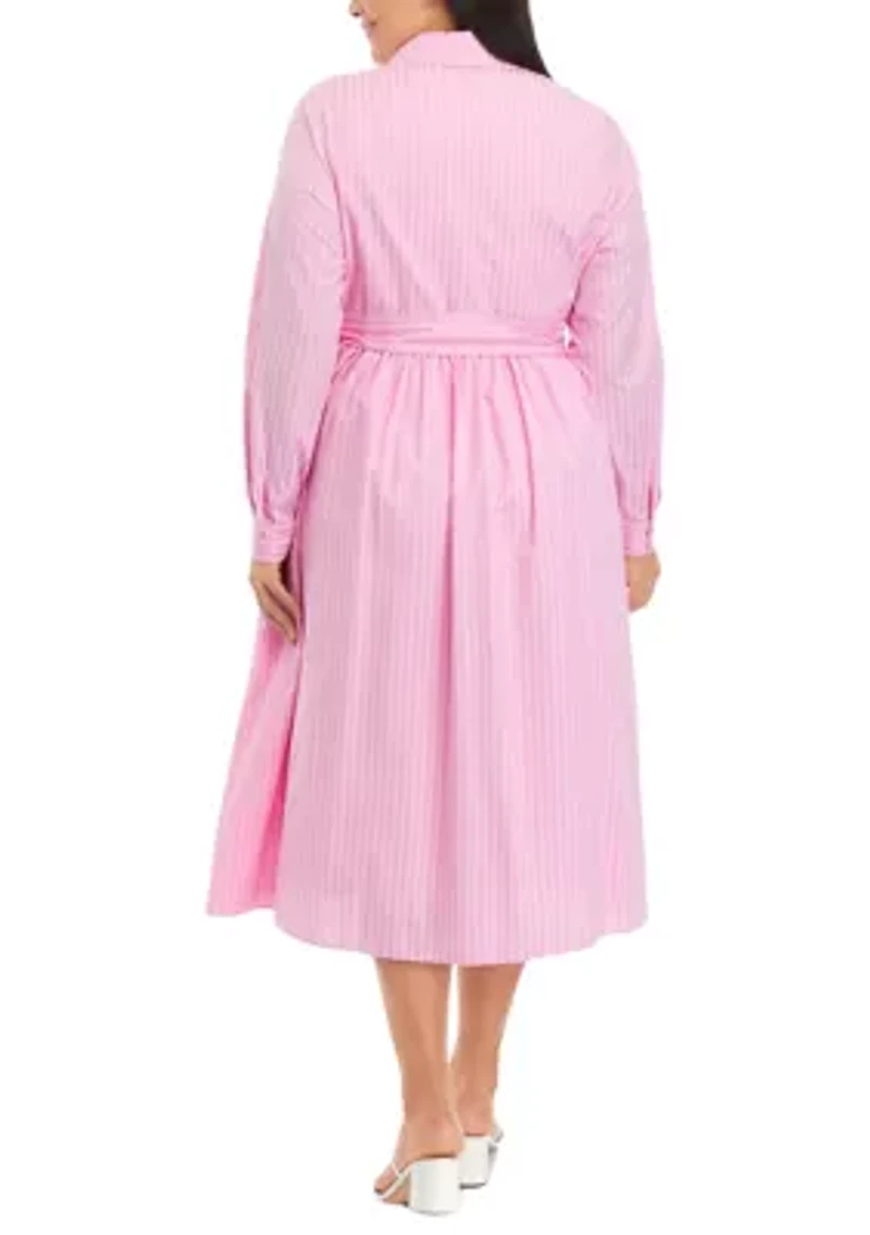 Plus Striped Maxi Shirtdress