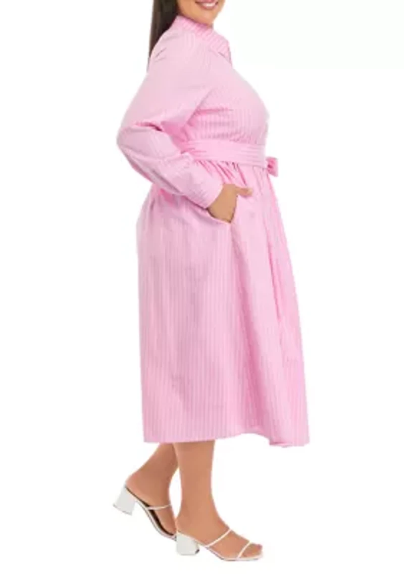 Plus Striped Maxi Shirtdress