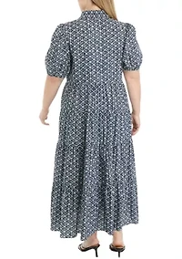 Plus Printed Button Up Maxi Dress