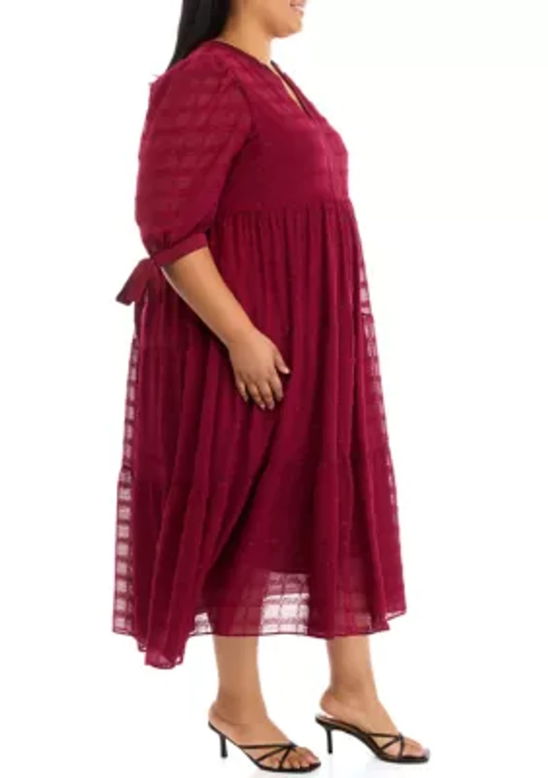 Plus Textured Chiffon Dress