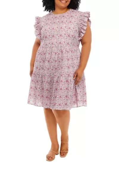 Plus Floral Flutter Sleeve Dress