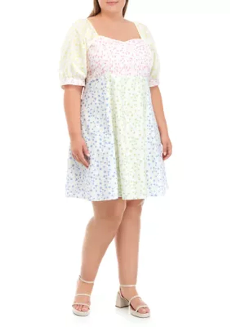 Plus Multi Floral Print Mini Dress