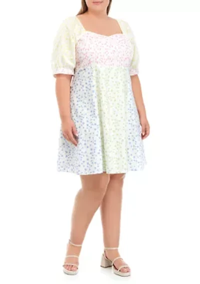 Plus Multi Floral Print Mini Dress