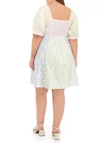 Plus Multi Floral Print Mini Dress