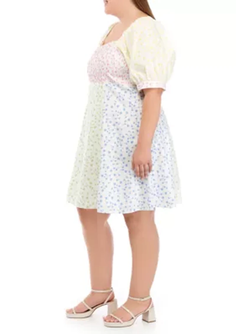 Plus Multi Floral Print Mini Dress
