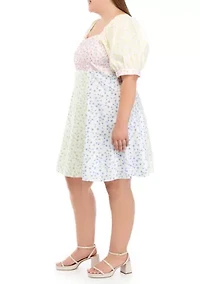 Plus Multi Floral Print Mini Dress