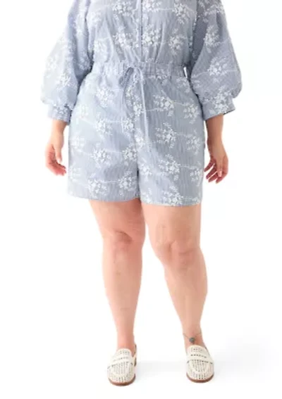 Plus Embroidery Stripe Shorts