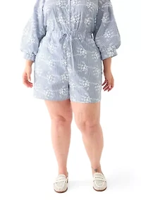 Plus Embroidery Stripe Shorts