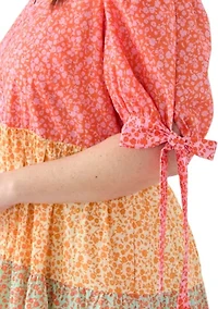 Plus Color Block Printed Midi Dress